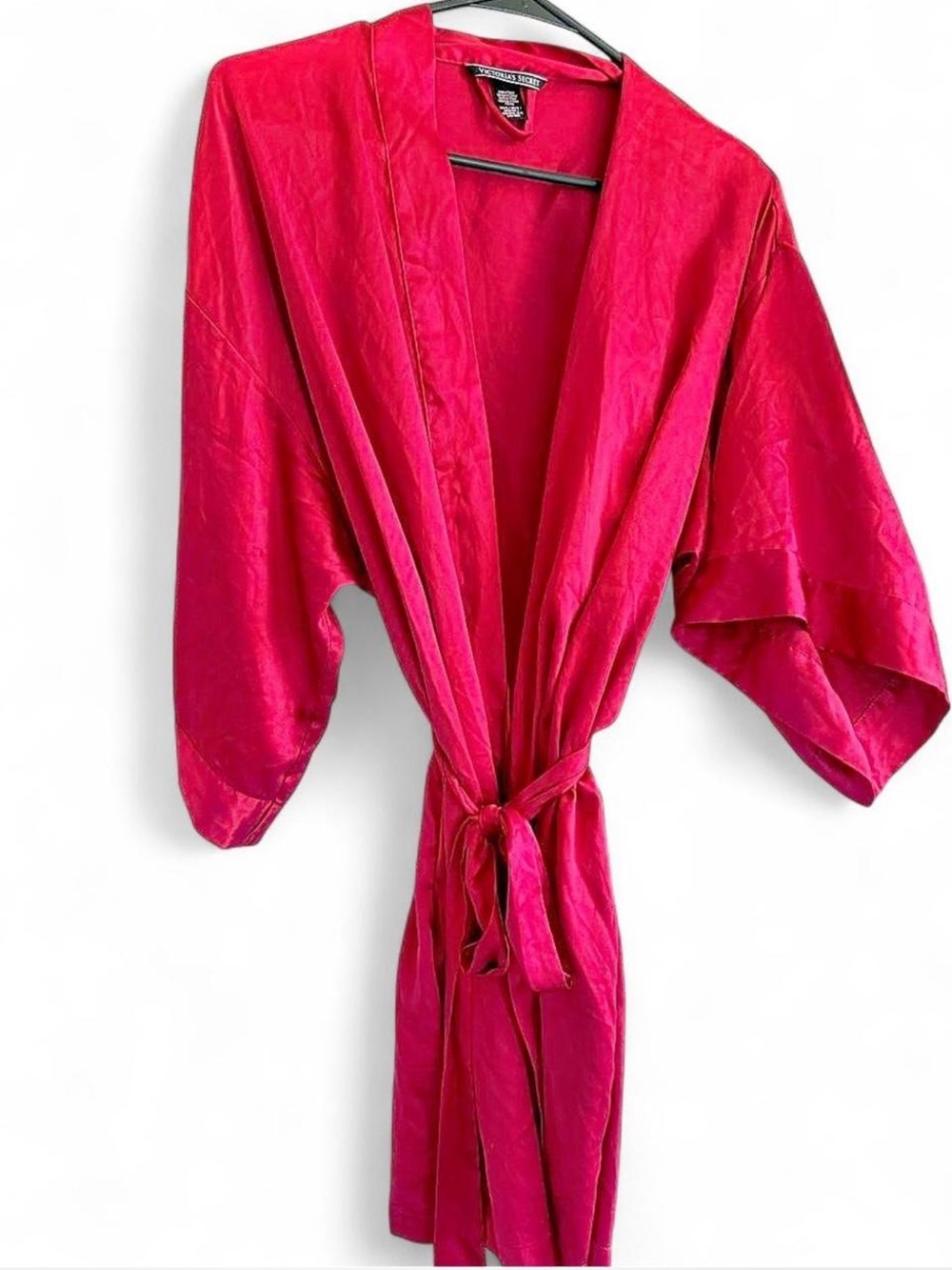 Victoria's Secret Bright Pink Satin Kimono Robe